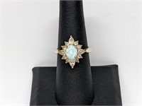 .925 Sterling Silver Opal Ring