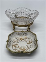 Glass Bowl on Gilt Angel Themed Stand and