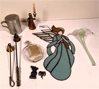 stain glass angel, flame snuffers & more