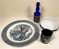 old bottle, plate & more