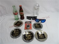 Master Lock, Sunglasses, Coasters & Coke Bottles