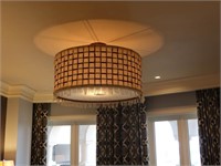 Burlap Cloth and Metal large Round Chandelier