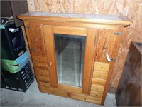 Early Primitive Pine Cabinet w/ Mirror