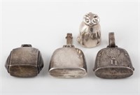 (4) STERLING BIRTH RECORD / RATTLES / BELLS