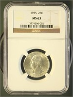 US Coins 1935 Washington Quarter MS63 NGC