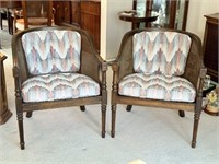 Vintage Pair of Ethan Allen Caned Armchairs