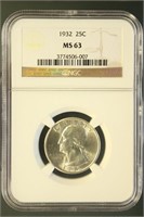 US Coins 1932 Washington Quarter MS63 NGC
