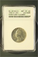 US Coins 1932-D Washington Quarter AU Details (Scr