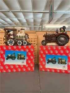 Tractor & Train Snowman Candle Holders