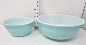 (2) Blue Pyrex Nesting Bowls