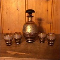 Czech Bohemia Glass Decanter & 4 Glasses