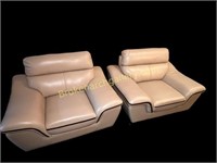 Pair designer Leather club chairs