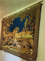 Vintage 6' x4' tiger wall tapestry