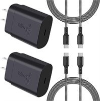 NEW 2Pk USB C Super Fast Cables w/Charger Blocks