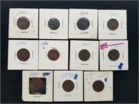 11 Assorted Indian Head Pennies 1 Lot