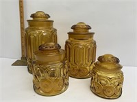 Vintage amber canister set
