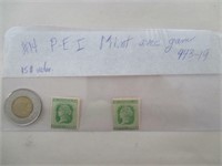 2 Timbres 4¢  PEI   #14. Mint avec gum