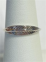 .925 Silver Feather Ring Sz 7   A
