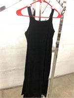 Two of velvet evening dresses one black one dark