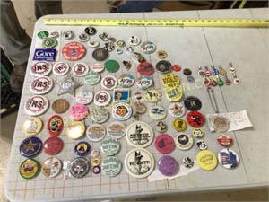 Lot vintage political, commemorative pins and