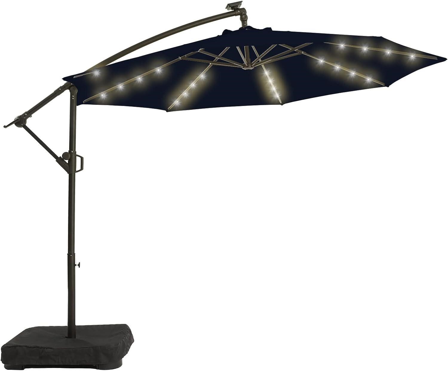 wikiwiki 10FT Solar Patio Offset Umbrella