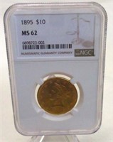 1895 $10 GOLD PIECE NGC MS62