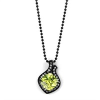 Cushion 5.67ct Peridot Pendant Black Necklace