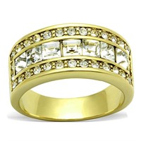 14k Gold Ip 1.26ct White Sapphire Inlay Ring