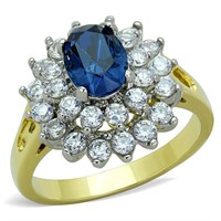 Two-tone Gold Ip 2.34ct Blue Sapphire Ring