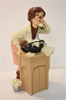HEAVY CERAMIC CLOWN LADY ON THE TELEPHONE-SIGNED