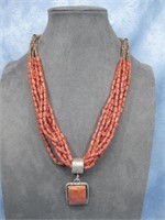 S.S. Orange Spiny Shell W/Coral Necklace