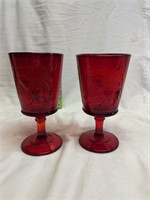 2 LG Wright Strawberry Wine Glasses