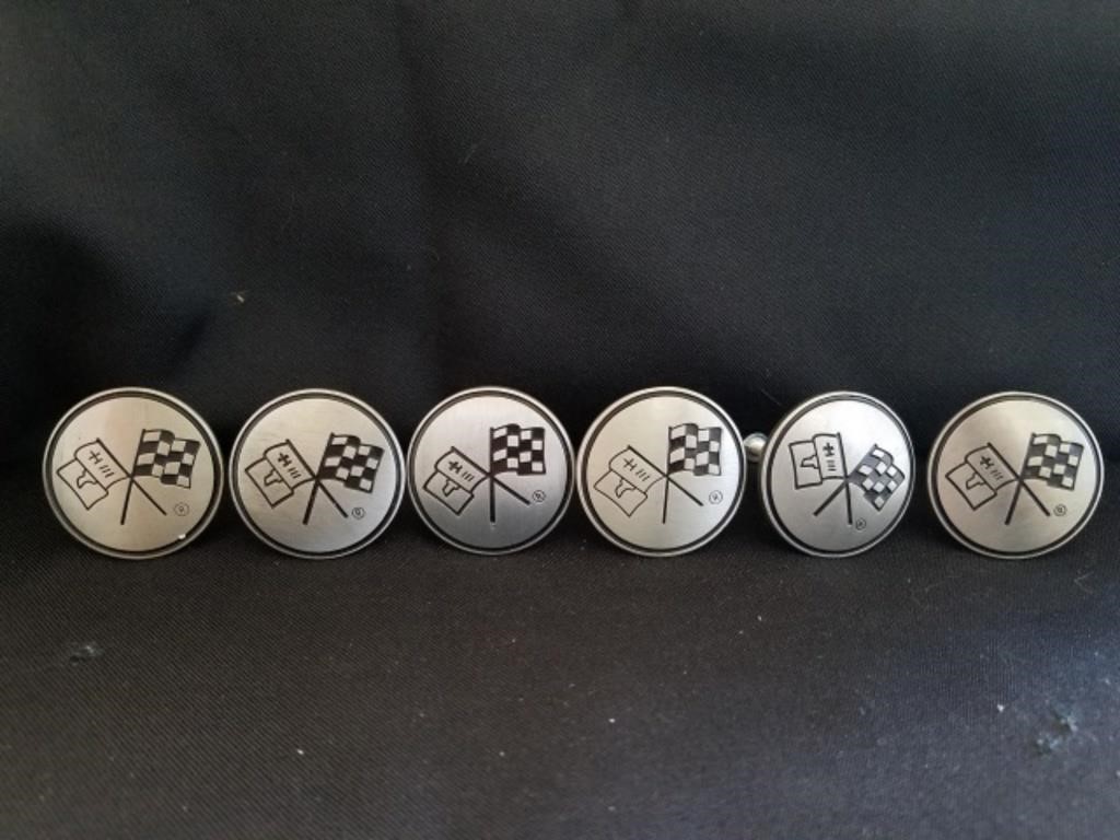 6 Metal Chevy Corvette Logo Knobs, 1.5"