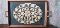 Needle Lace Doily Serving Tray 
21×13×1.25"
