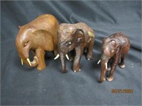 Vtg Carved Wood Elephants