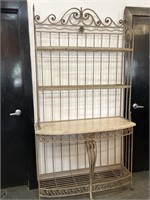 Crackle Cast Iron Marble Bakers Rack