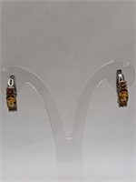 SIGNED STS STERLING SILVER & GEMSTONE EARRINGS