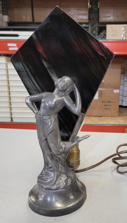 Antique Art Deco Lady Sculpture Table Lamp