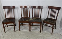 4 Antique Rustic Wisconsin Chair Co. Wood Chairs