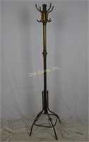 Vintage 70" Tall Brass Hall Tree / Coat Rack