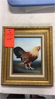 Framed Rooster painting