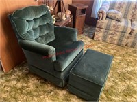 Aqua Swivel Chair With Ottoman