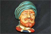 Chalkware Man with Green Turban Wall Plaque