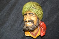 Chalkware Man with Green Turban with Red Scarf