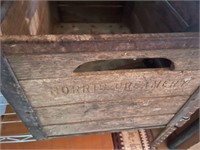 antique Norris creamery crate & sickle