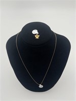 14K Gold Chain Necklace & Eagle Charm - Each 0.8g