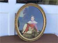 ANTIQEU OVAL PICTURE FRAME WITH BOY