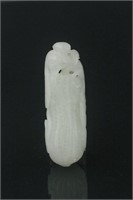 Chinese White Jade Carved Peanut Pendant