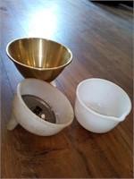 Misc glass mixing bowl and Metal bowl