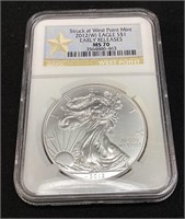 2012 SILVER AMERICAN EAGLE WEST POINT MINT MS70
